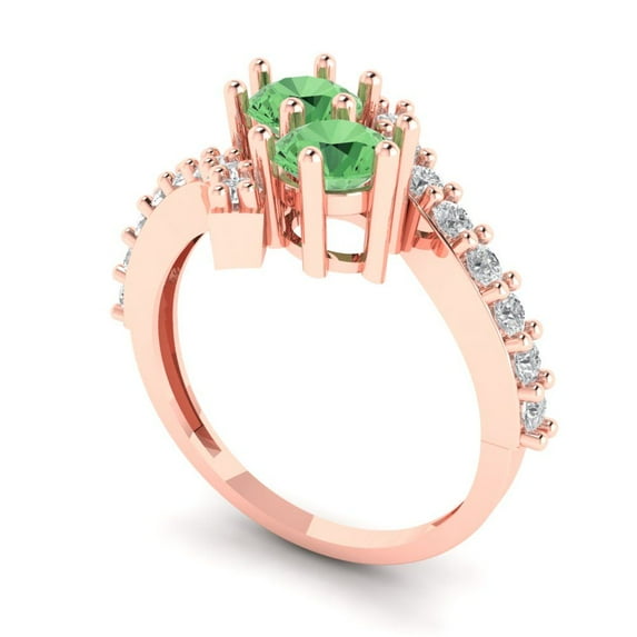 1.98ct round cut green Zircon 14k rose gold Bridal Wedding Engagement Promise Anniversary Ring for Women size 3.75