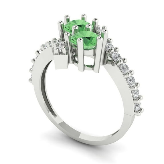1.98ct round cut green Zircon 18k white gold Bridal Wedding Engagement Promise Anniversary Ring for Women size 5.25