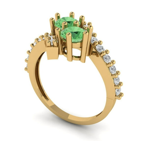 1.98ct round cut green Zircon 18k yellow gold Bridal Wedding Engagement Promise Anniversary Ring for Women size 7.25