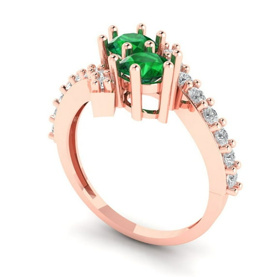 1.98ct round cut green emerald 14k rose gold Bridal Wedding Engagement Promise Anniversary Ring for Women size 10.25