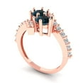 thumbnail image 1 of 1.98ct round cut natural london blue topaz 18k rose gold Bridal Wedding Engagement Promise Anniversary Ring for Women size 6.25, 1 of 7