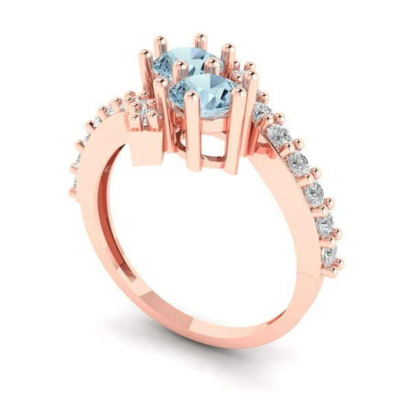1.98ct round cut natural sky blue topaz 18k rose gold Bridal Wedding Engagement Promise Anniversary Ring for Women size 10