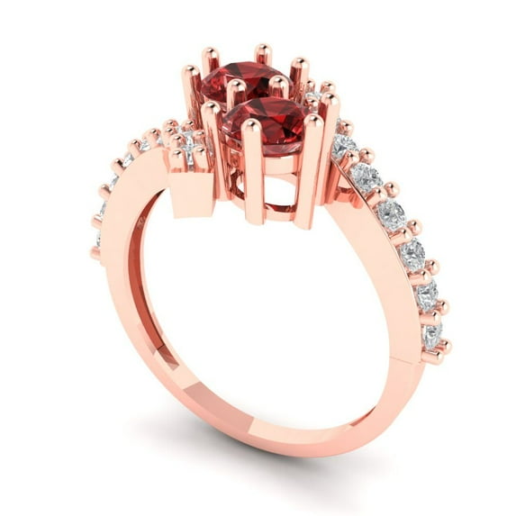 1.98ct round cut red natural garnet 14k rose gold Bridal Wedding Engagement Promise Anniversary Ring for Women size 10.25