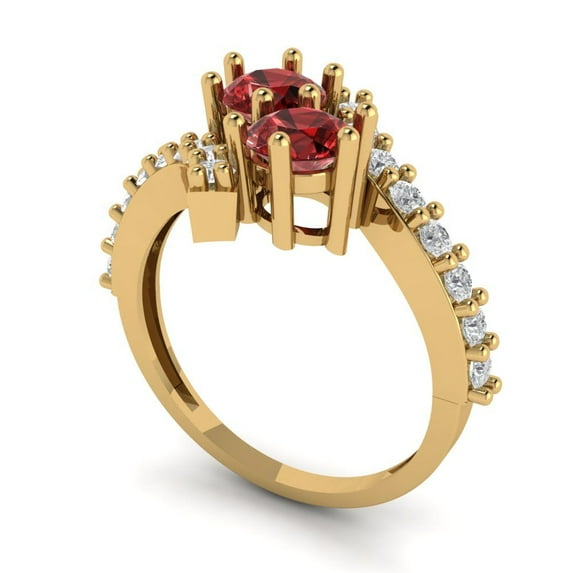 1.98ct round cut red natural garnet 14k yellow gold Bridal Wedding Engagement Promise Anniversary Ring for Women size 4.75