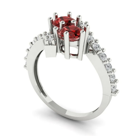 1.98ct round cut red natural garnet 18k white gold Bridal Wedding Engagement Promise Anniversary Ring for Women size 7