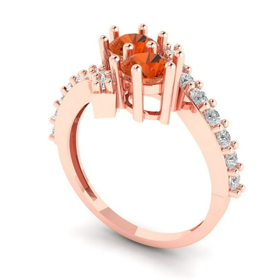 1.98ct round cut red Zircon 18k rose gold Bridal Wedding Engagement Promise Anniversary Ring for Women size 7.5