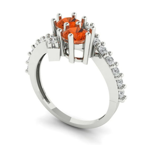 1.98ct round cut red Zircon 18k white gold Bridal Wedding Engagement Promise Anniversary Ring for Women size 7.25