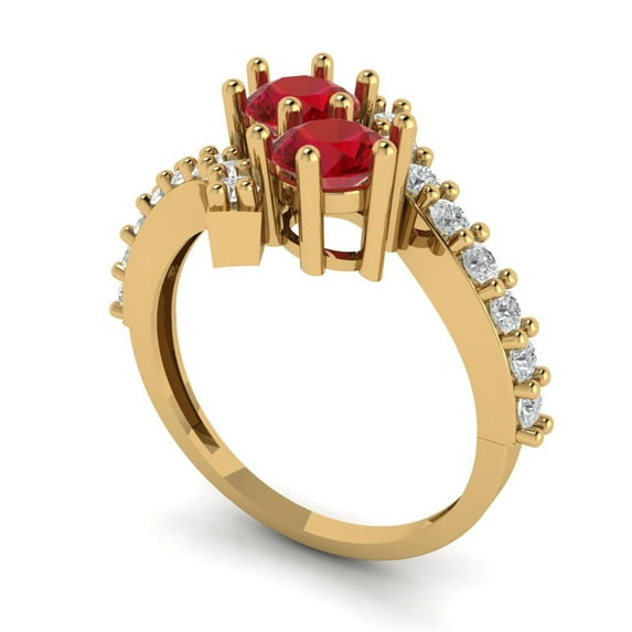 1.98ct round cut red ruby 18k yellow gold Bridal Wedding Engagement Promise Anniversary Ring for Women size 3.75