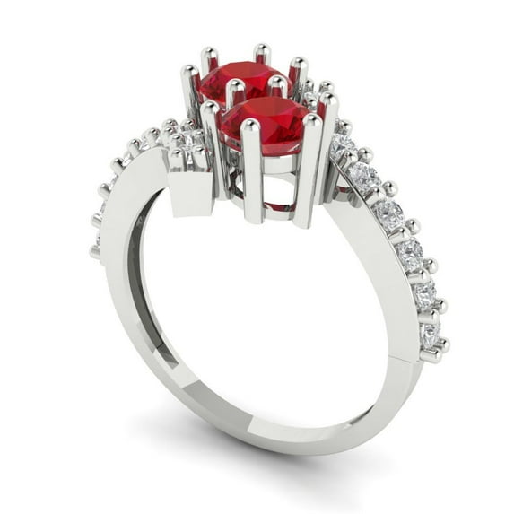 1.98ct round cut tourmaline 18k white gold Bridal Wedding Engagement Promise Anniversary Ring for Women size 5