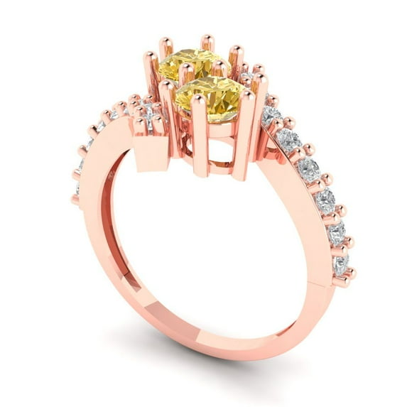 1.98ct round cut yellow moissanite 14k rose gold Bridal Wedding Engagement Promise Anniversary Ring for Women size 8.25