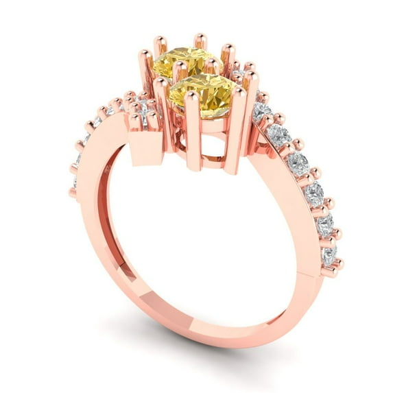 1.98ct round cut yellow natural citrine 18k rose gold Bridal Wedding Engagement Promise Anniversary Ring for Women size 5.75