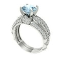 thumbnail image 1 of 1.99 ct Brilliant Round Cut Blue Zircon 14k White Gold Solitaire with Accents Engagement Bridal Wedding Ring Band Set, 1 of 7