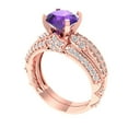 thumbnail image 1 of 1.99 ct Brilliant Round Cut Natural Amethyst 18K Rose Gold Solitaire with Accents Engagement Bridal Wedding Ring Band Set size 5.5, 1 of 7