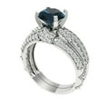 thumbnail image 1 of 1.99 ct Brilliant Round Cut Natural London Blue Topaz 18K White Gold Solitaire with Accents Engagement Bridal Wedding Ring Band Set size 5.5, 1 of 7