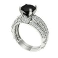 thumbnail image 1 of 1.99 ct Brilliant Round Cut Natural Onyx 18K White Gold Solitaire with Accents Engagement Bridal Wedding Ring Band Set size 11, 1 of 7