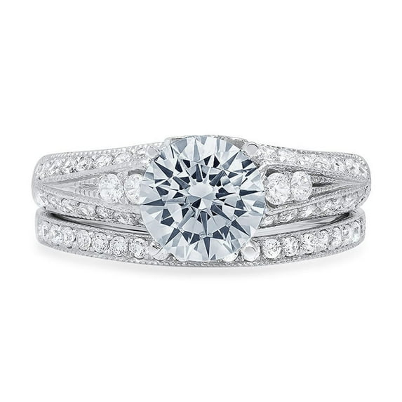 1.99 ct Brilliant Round Cut Natural Sky Blue Topaz 14k White Gold Solitaire with Accents Bridal Set SZ 8.5