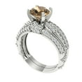 thumbnail image 1 of 1.99 ct Brilliant Round Cut Champagne 18K White Gold Solitaire with Accents Engagement Bridal Wedding Ring Band Set size 8, 1 of 7