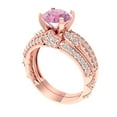 thumbnail image 1 of 1.99 ct Brilliant Round Cut Pink Zircon 14k Rose Gold Solitaire with Accents Engagement Bridal Wedding Ring Band Set size 10.75, 1 of 7