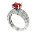 thumbnail image 1 of 1.99 ct Brilliant Round Cut Ruby 18K White Gold Solitaire with Accents Engagement Bridal Wedding Ring Band Set size 4, 1 of 7