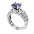 thumbnail image 1 of 1.99 ct Brilliant Round Cut Tanzanite 18K White Gold Solitaire with Accents Engagement Bridal Wedding Ring Band Set size 5.75, 1 of 7