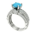 thumbnail image 1 of 1.99 ct Brilliant Round Cut Turquoise 18K White Gold Solitaire with Accents Engagement Bridal Wedding Ring Band Set size 10, 1 of 7