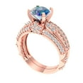thumbnail image 1 of 1.99 ct Brilliant Round Cut Blue Moissanite 18K Rose Gold Solitaire with Accents Engagement Bridal Wedding Ring Band Set size 5.75, 1 of 7