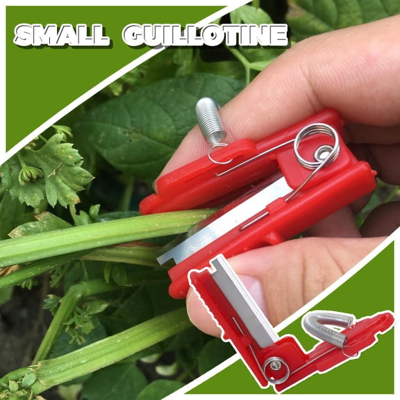 1.9IN Small Guillotine Garden Thumb Knife, Stainless Steel Harvesting Tool for Vegetable & Fruit Picking, Ergonomic Finger Cutter for Gardening Pruning,Red,1PC