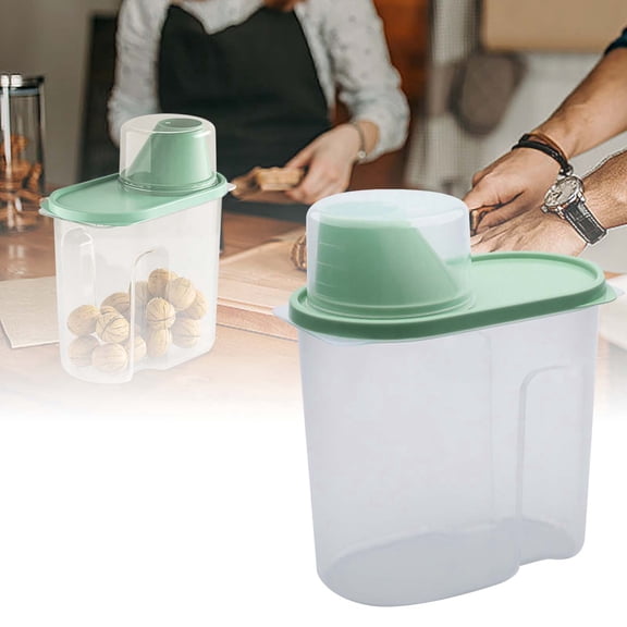 1.9L Grain Storage Container Airtight, Cereal Dispenser with Pour Spout, BPA-Free Dry Food Organizer for Kitchen Pantry, for Rice Beans Snacks(Green)