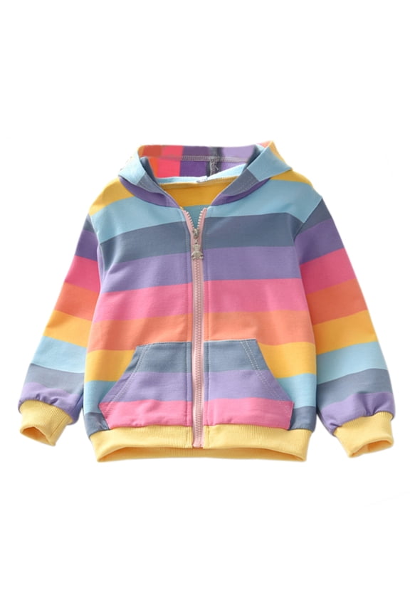 1-9T Girls and Toddlers' Rainbow Zipper Hoodie Sweatshirt Jacket Top