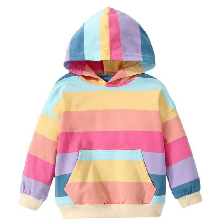 New Rainbow Stripe Loose Hooded Sweater New Rainbow Stripe Loose Hooded Sweater