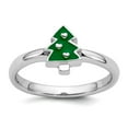 thumbnail image 1 of 1.9mm 925 Sterling Silver Rhodium Plated Enamel Christmas Tree Ring Size 3 Ring - 1.6 Grams, 1 of 2