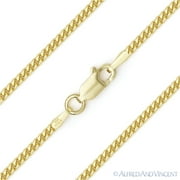 1.9mm Miami Cuban / Curb Link Italian Chain Necklace in Solid .925 Sterling Silver w/ 14k Yellow Gold
