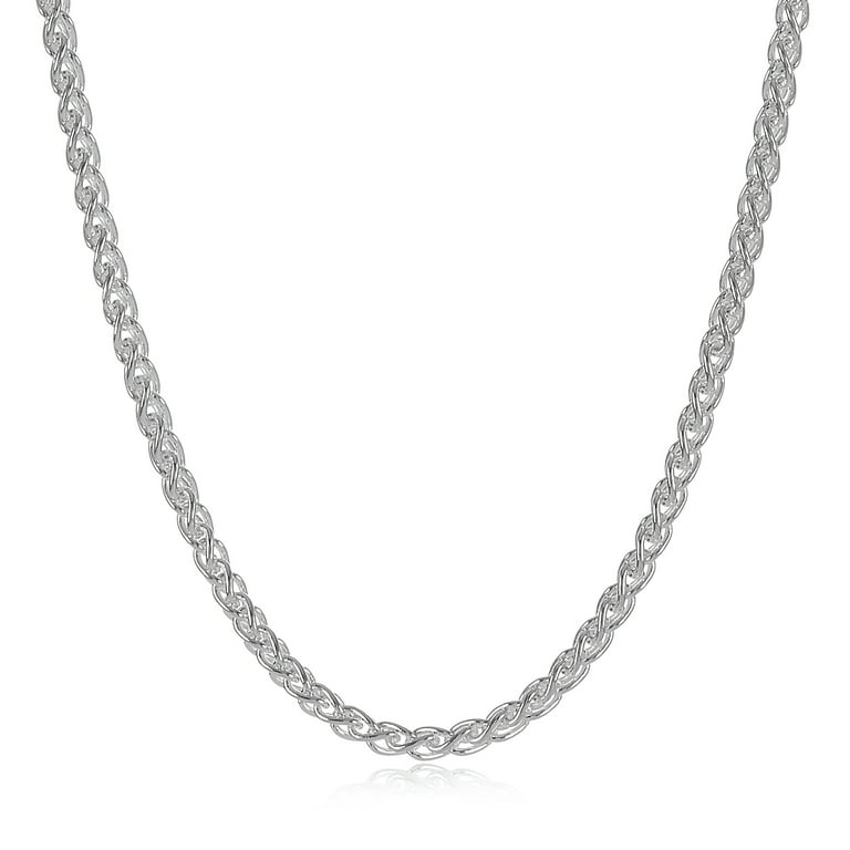 1.9mm Solid .925 Sterling Silver Braided Wheat Chain Necklace 24 inches Walmart
