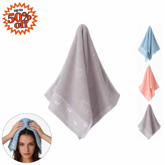 Under $1 Absorbent 100% Cotton Blend Hand Face Towel, Soft Reusable Solid Color Woven Wash Cloth with Hanging Loop, 5x7 inch Household Hair Towel for Bathroom, Available in Blue Pink Gray - Gray