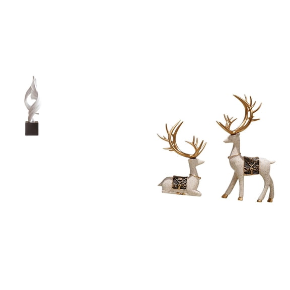 1 Abstract Art Statue Modern Resin Sculpture Reindeer Deer Figurine for House Office Coffee Table Use