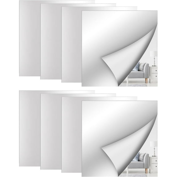 1 Acrylic Mirror Tiles,12x12 Inch Flexible Mirror Sheet,Self Adhesive Self Cuttable Mirror Wall Stickers Non Glass Square Mirrors for Home Wall DIY Decor