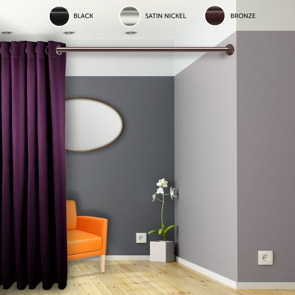 1" Adjustable 48-84 inch Room Divider Rod and Socket Set - Bronze