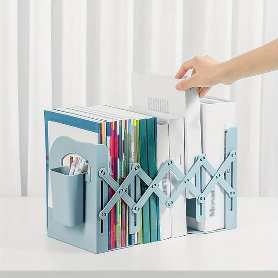 1 Adjustable Bookend, Bookcase, Metal Bookend for Thick Books, Suitable for Office, Home and School Use, Extendable to 17.7 inches