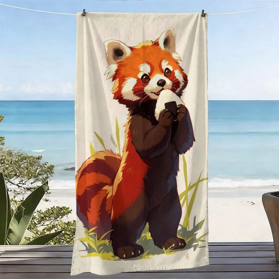 1 Adorable Red Bear Extra Large Soft Beach Towel | Adorable Red Bear Print, Perfect for Beach Vacations, Pool Parties, Summer Picnics and Beach Yoga, Perfect Gifts for Friends and Family