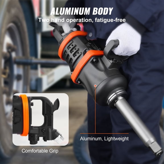 1"Air Impact Wrench,Up to 5175 ft-lbs Beast Reverse Torque Output Pneumatic Impact Gun w/ 8"Extended Anvil for Repairs&Maintenance of Heavy Duty Machinery/Semi-Truck/Bus