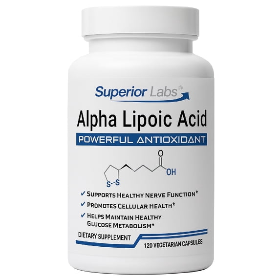 Superior Labs Alpha Lipoic Acid, Powerful Antioxidant, Vegetarian Capsules, 600mg, Gluten-Free, 120 Count