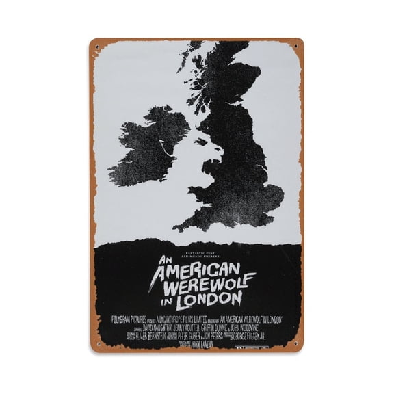 1 An American Werewolf in London Tin Sign Vintage Metal Poster Living Room Bar Man Cave Home Wall Art Decor 8x12inch