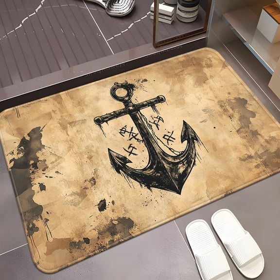 1. Anchor pattern doormat with a recycled paper base. Bathroom mat, machine washable polyester mat, suitable for bedrooms, living room entrances, and bedroom mats.