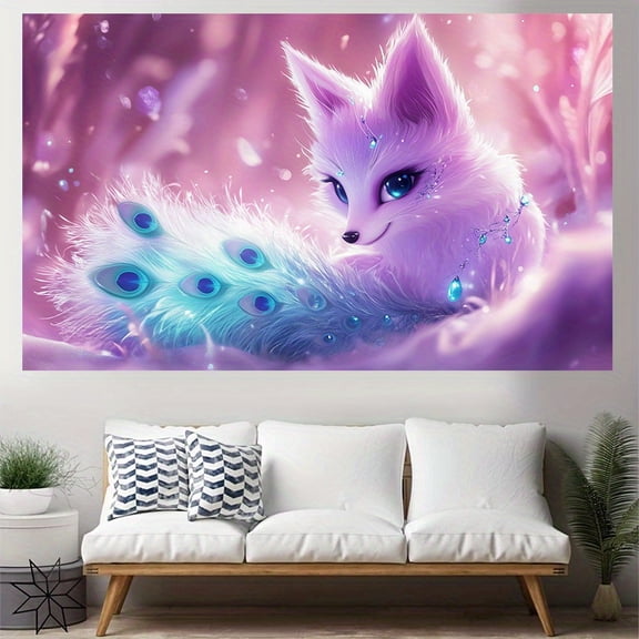 1 Anime Nine-Tailed Fox Themed Tapestry — A Stylish Polyester Tapestry Made from Durable Polyester Fiber; Easy to Hang and Suitable for Dorms, Bedrooms, Parties, and Outdoor Decoration.