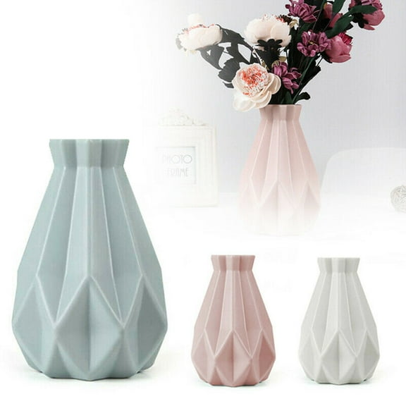 1*Anti-Fall Vase Clearance! Nomeni New Origamis Plastic Vase White Imitation Ceramic Flower Pot Flower Basket, Home Decor Promotion Sale! Pink