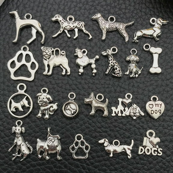 1 Antique Silver Alloy Animal Dog Series Pendant