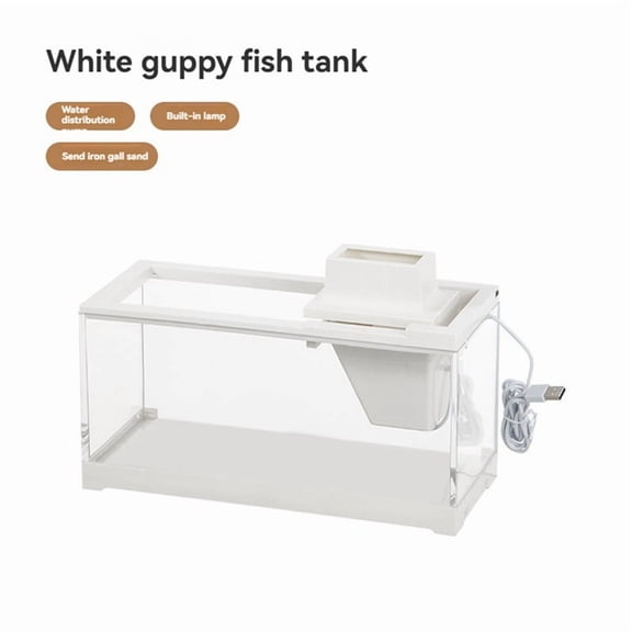 Desktop Aquarium Fish Tank with LED Lighting Silent Filter Feeding Aquarium for and Home