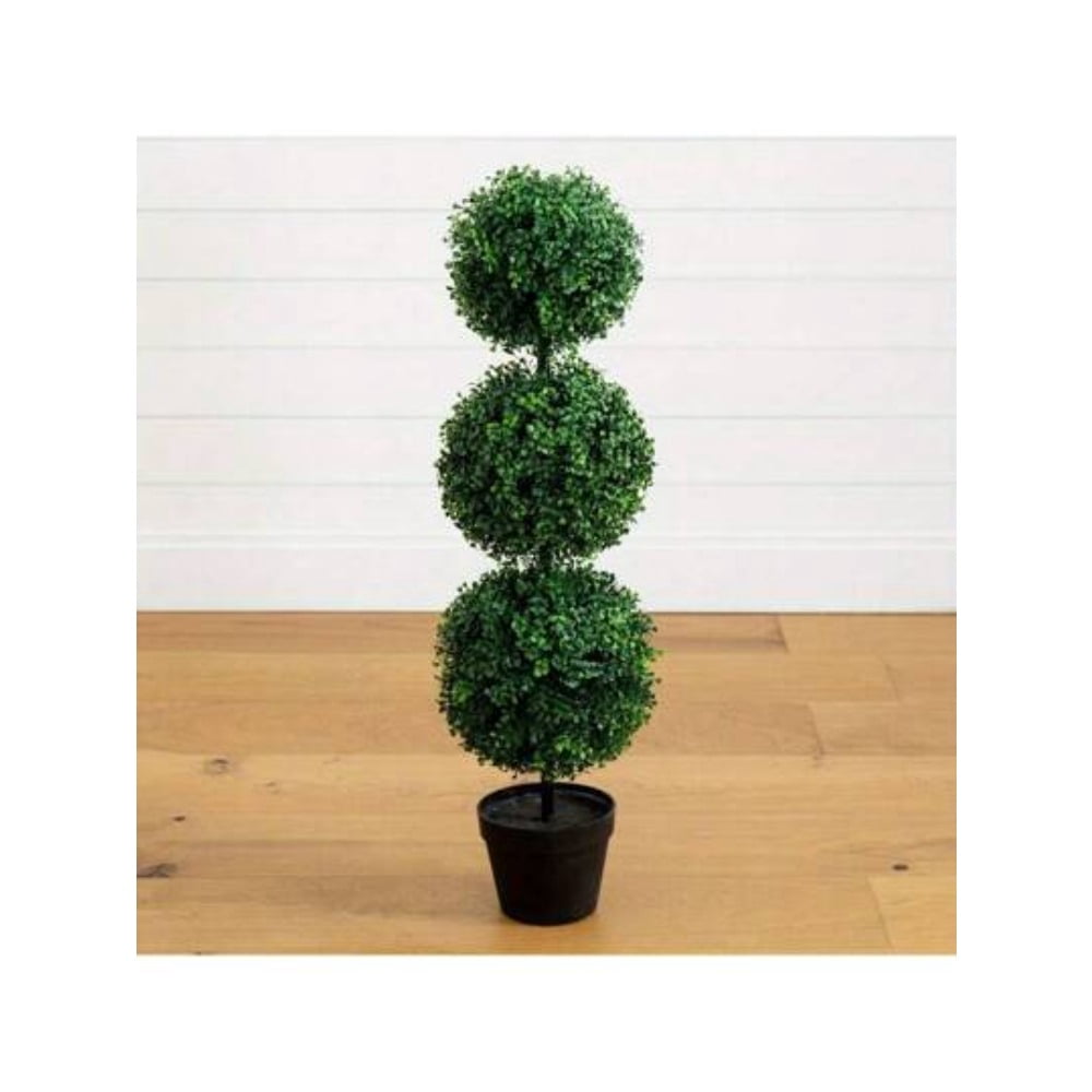1 Artificial Boxwood Ball Tree, Green Plant Ball Tree, Potted Plant ...