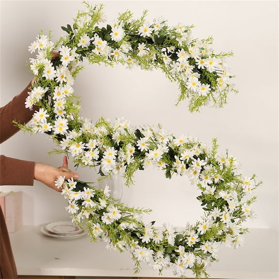 1* Artificial Daisy Garland - 180Cm (≈71Inch) Faux Floral Vine With Flexible Twig For Party Table Centerpiece, Wedding Decoration, Event Arrangement, Home Accent - Multi -