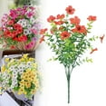 thumbnail image 1 of Under $1 Artificial Flower Bouquet, 7 Bunch Artificial Flowers Set, No Fade Outdoor Decor for Spring Summer, Weatherproof Mixed Blooms, Fall Centerpiece Flowers, by Elapind, Red, 1 of 10